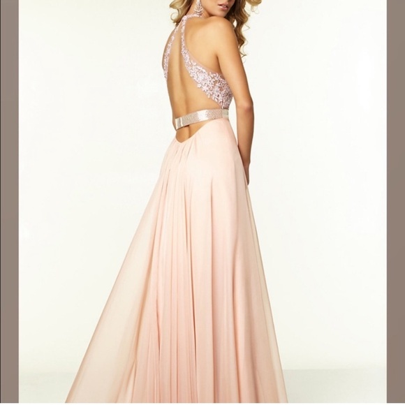 NWT MORI LEE PAPARAZZI 97018 EVENING DRESS IN BLUSH SZ 9/10 - Picture 4 of 10